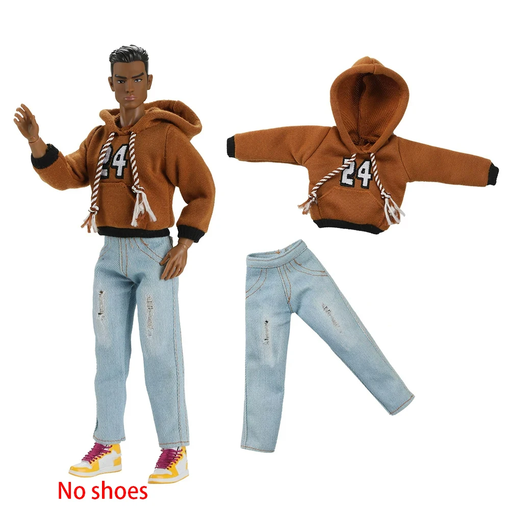 1/6 Muscle Man Supermodel Doll 35cm Joints Movable KEN Figure Model Sports Casual Hoodie Clothes+Doll Set Collectible Doll Gift