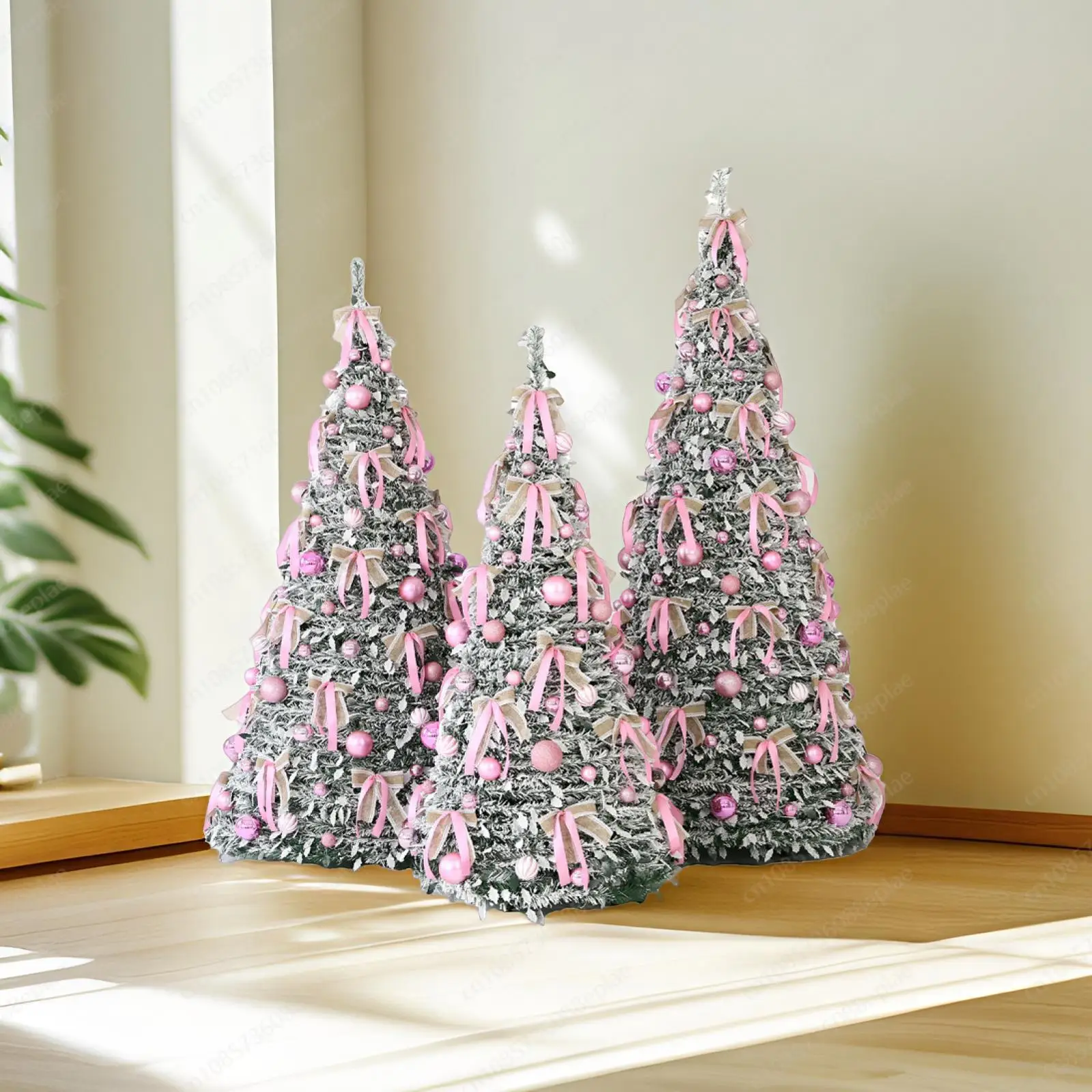Cross-border new portable retractable Christmas tree flocking folding supermarket home Christmas decoration simulation tree