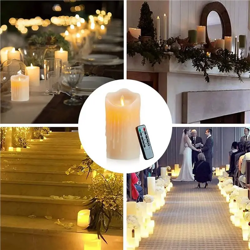 شموع LED 5X طراز ساخن لعام 2025، شموع عديمة اللهب وامضة، شمعة قابلة لإعادة الشحن، شموع شمع حقيقية مع جهاز تحكم عن بعد، 12.5 سم