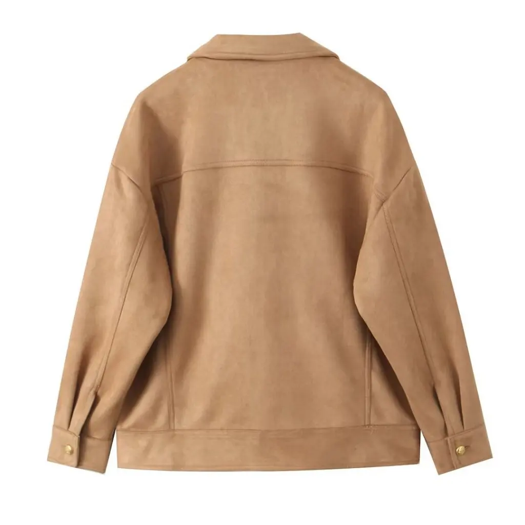 Abrigo de ante Retro francés para mujer, ropa de abrigo informal con solapa holgada para otoño e invierno, prendas de vestir exteriores a la moda