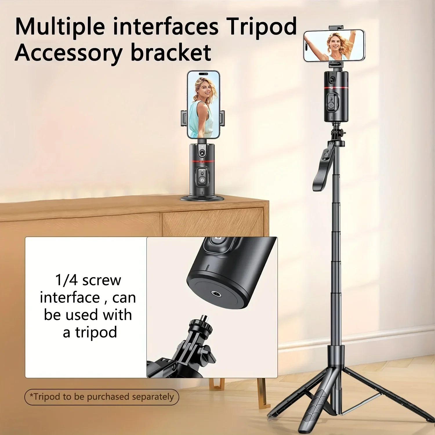 New P02 Auto Face Tracking Tripod Auto Tracking Phone Holder Horizontal and Vertical Screen Switching 360° Rotating Phone Holder