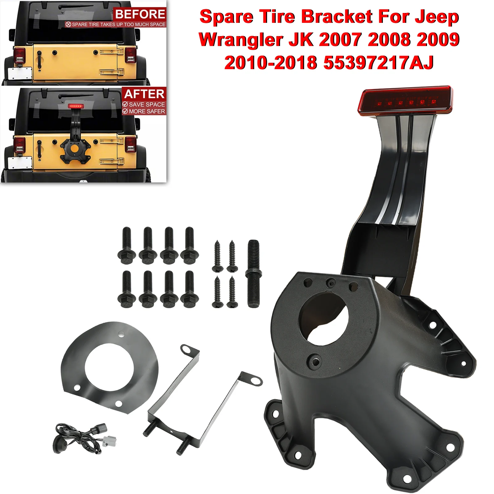 Artudatech Spare Tire Bracket For Jeep Wrangler JK 2007 2008 2009 2010-2018 55397217AJ Car Accessories