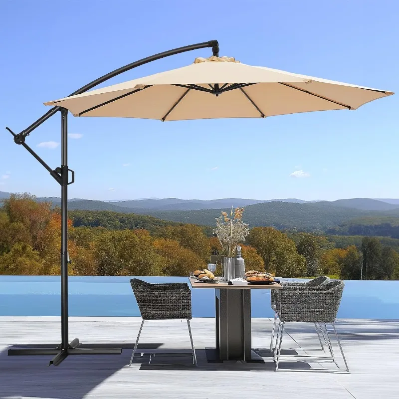 

10ft Offset Patio Umbrella - Offset Hanging Cantilever Patio Outdoor Market Umbrella UPF50+ UV Protection with Easy Tilt