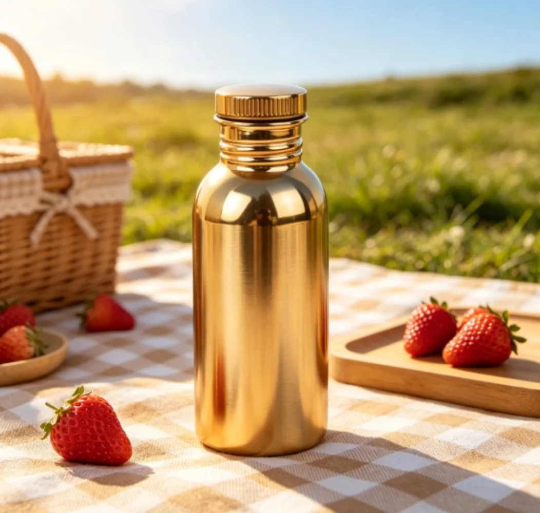 500ml Copper‑Tone Stainless Steel Cold Water Jug, Smooth Electroplated Single‑Layer, Juice & Office Gift Drinking Cup