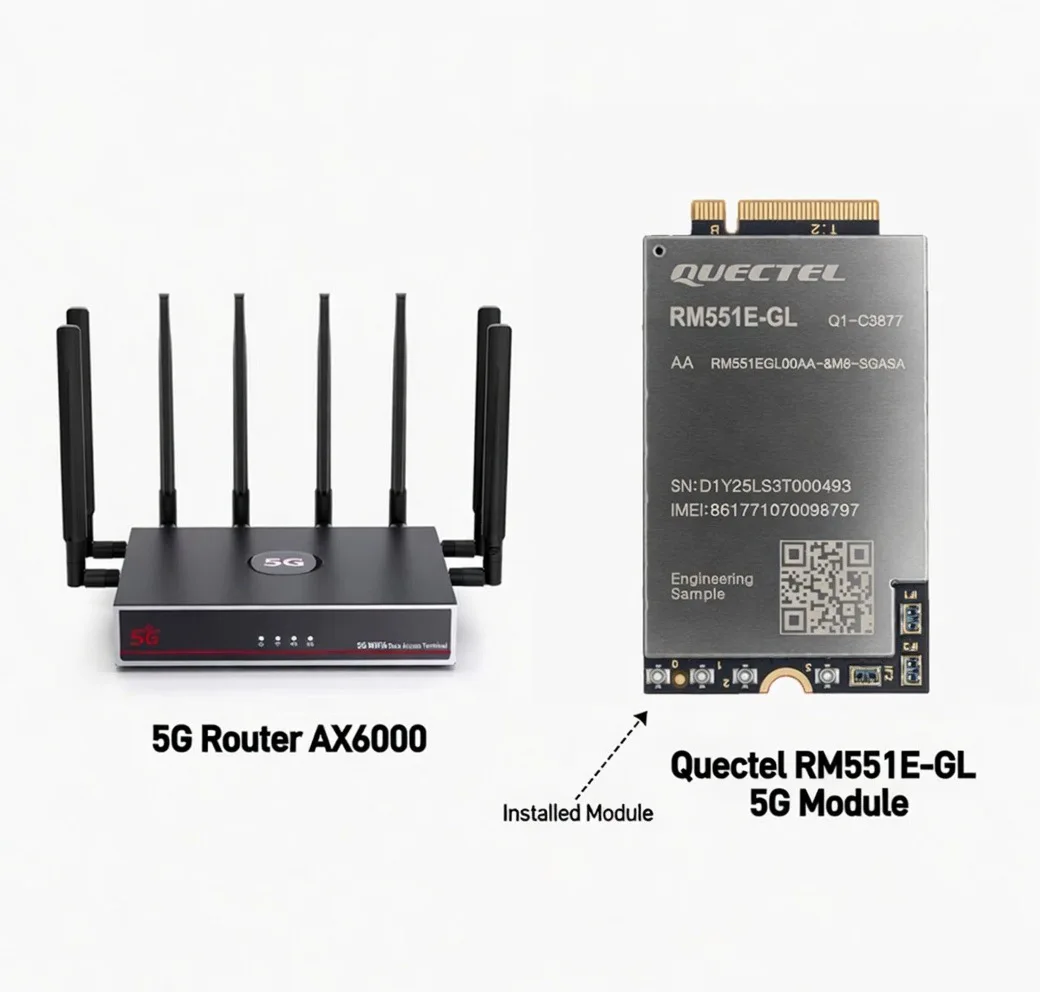 RM551 SDX75 5g sim modem router MT7986 AX6000 Mesh WIFI 6 dual band 2.5G Port cooling fan dual sim card slot