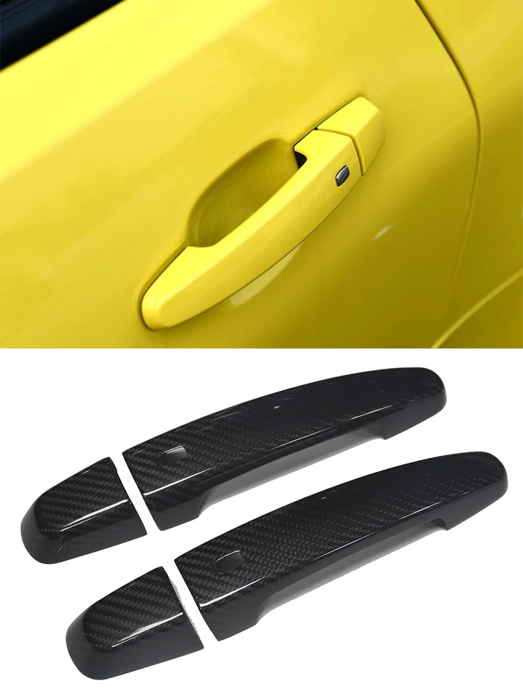 2016-2017 For Chevrolet Camaro  Add On Style Gloss Black Dry Carbon Fiber Door Handle Cover 4 Pcs/Set With Smart Keyhole