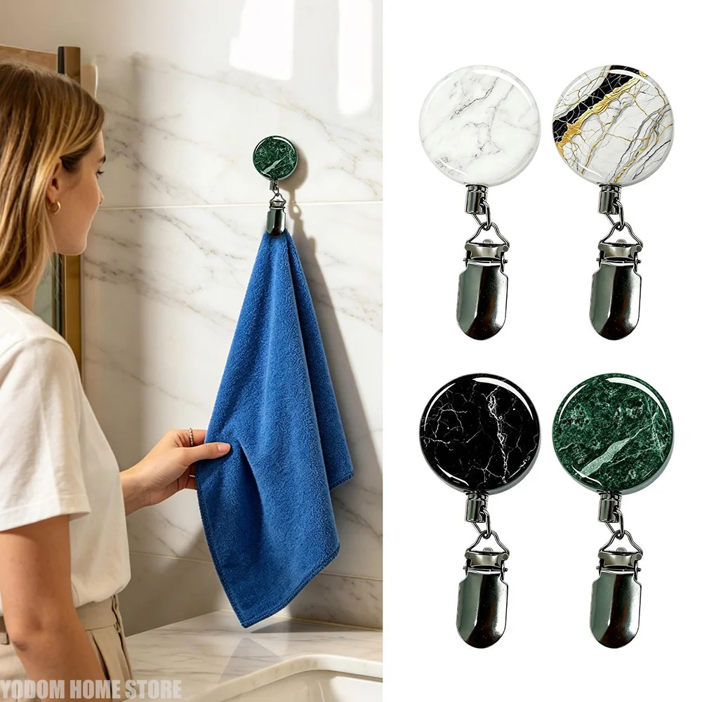 Stainless Steel Retractable Towel Clip Adhesive Wall‑Mounted Hanger Holder Stretchable Organizer Kitchen Smooth Surfaces