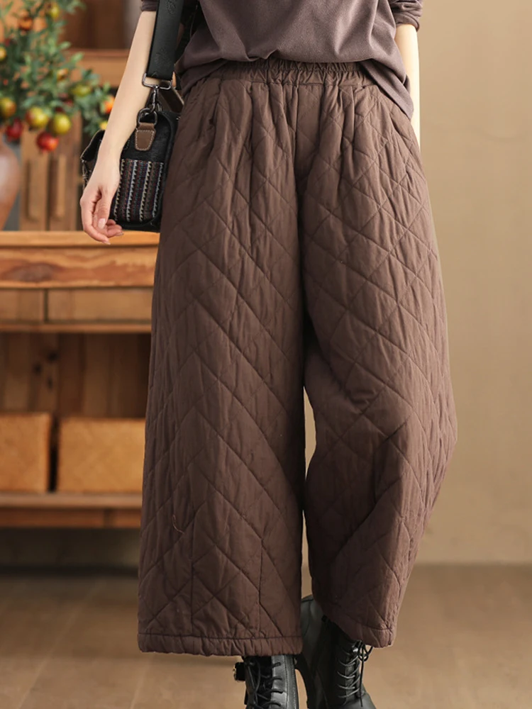 Max LuLu 2023 Winter Females Classic Padded Wide Pants Womens Fashion Warm Casual Trousers Ladies Loose Vintage Cotton Pantalons