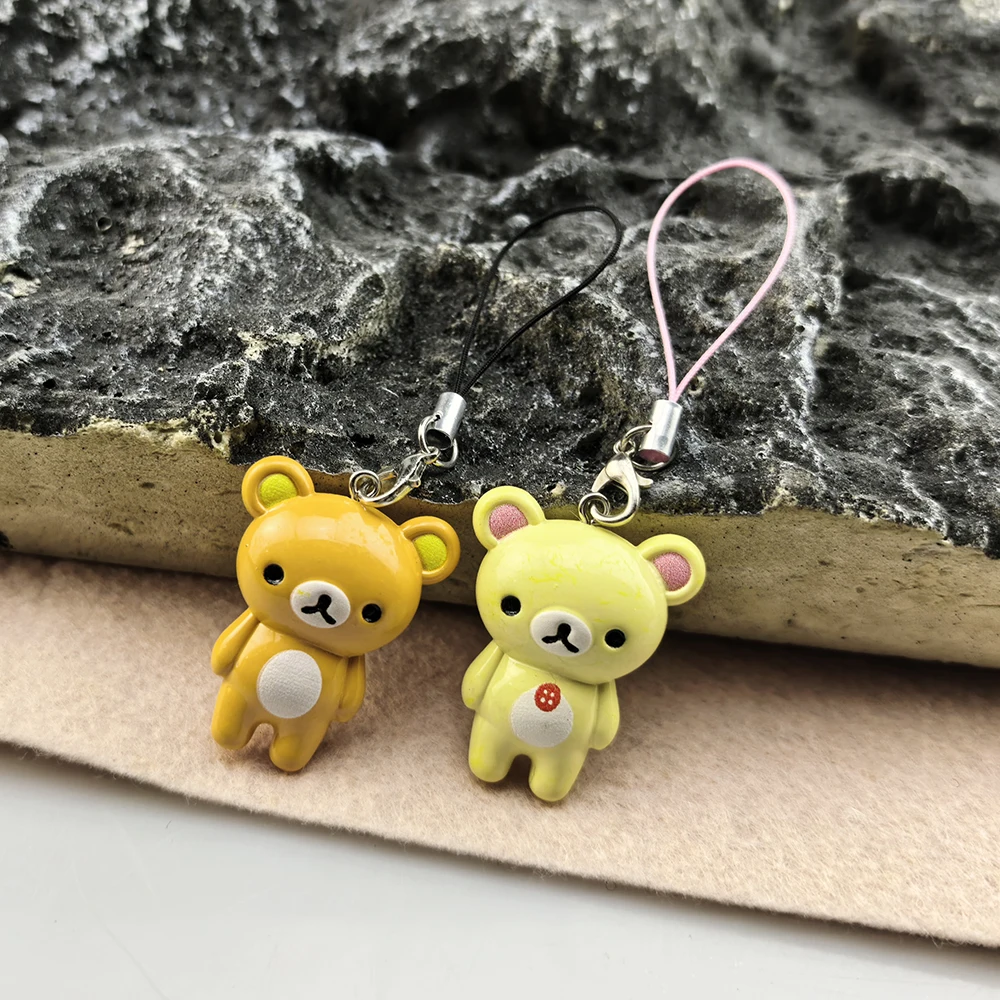 2pcs/set Kawaii Rilakkuma Easy Bear Keyrings Lazybear Doll Keychains Bag Clothing Puller Phone  Accessories Pendants Gift - view 4