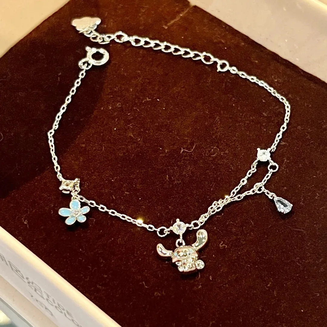 Lovely Sanrio figure Bracelet Anime Cinnamoroll Adjustable Crystal Copper Bracelet Women Girls Jewelry Accessories Birthday Gift