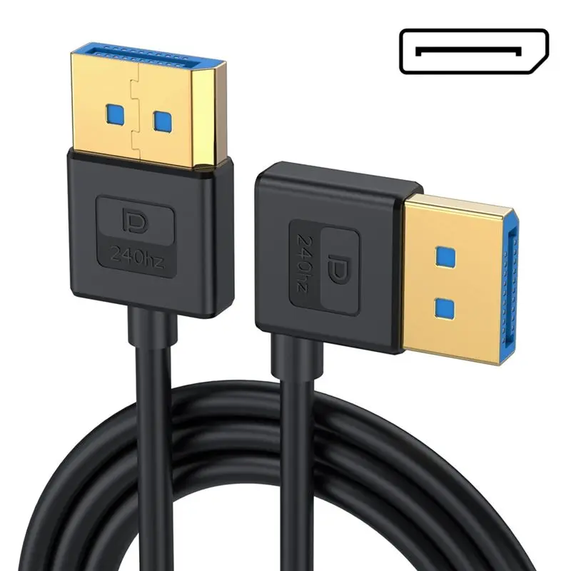 ABRI-3.3Ft Display Port 1.4 Extension Cable 90 Degree DP 8K60hz 4K144hz Video Audio Cord For Laptop PC Monitor