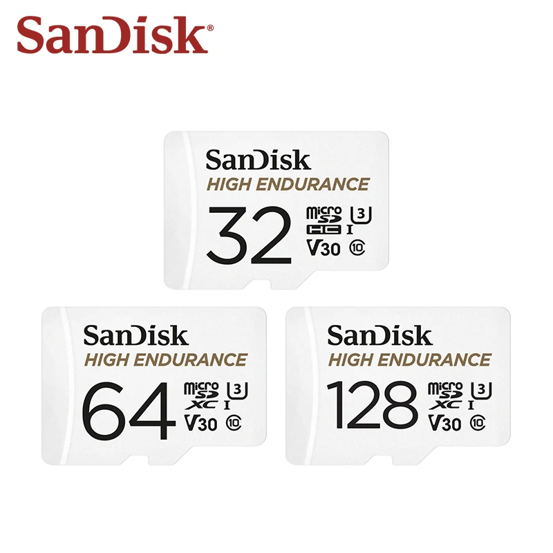 SanDisk MicroSD Card High Endurence V30 U3 C10 USH-I 32GB 64GB 128GB 256GB microSDXC/SDHC Mmery Card with Adapter for Monitering
