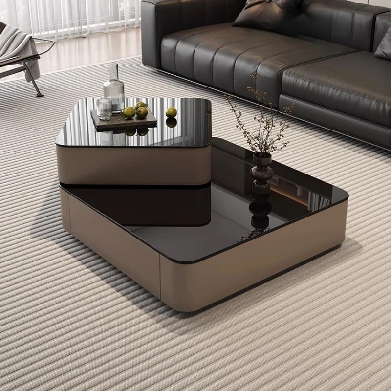 Indian Tempered Coffee Table Glass Lateral Round Nordic Mesa Coffee Table Modern Mesa De Centro Sala De Estar Nesting Furniture