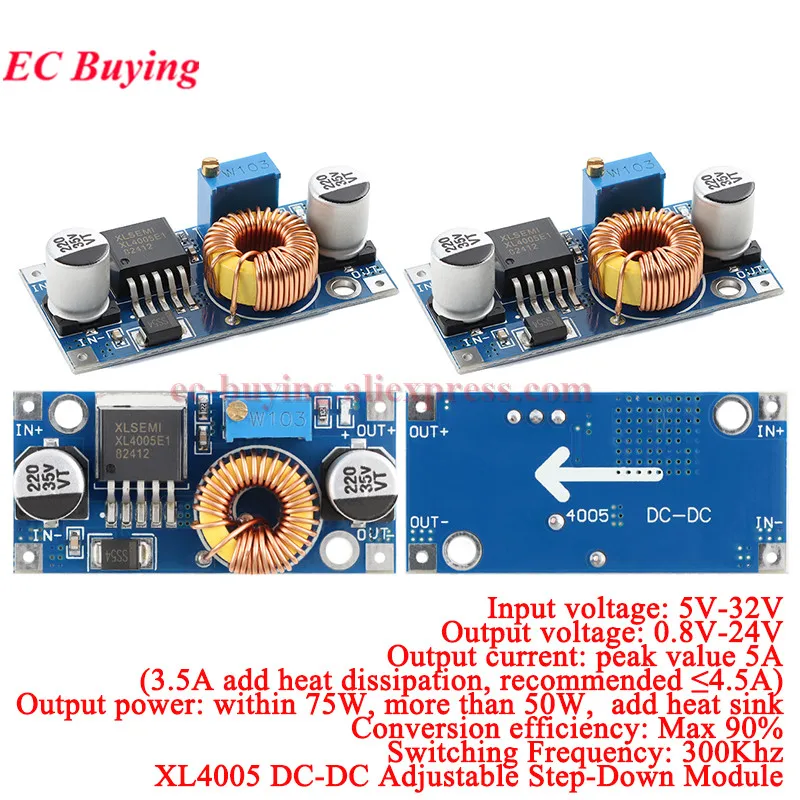 1Pc-10Pc XL4005 DSN5000 Super LM2596 DC-DC 5A High Current Adjustable Step-down Power Supply Module Buck Voltage Regulator Board