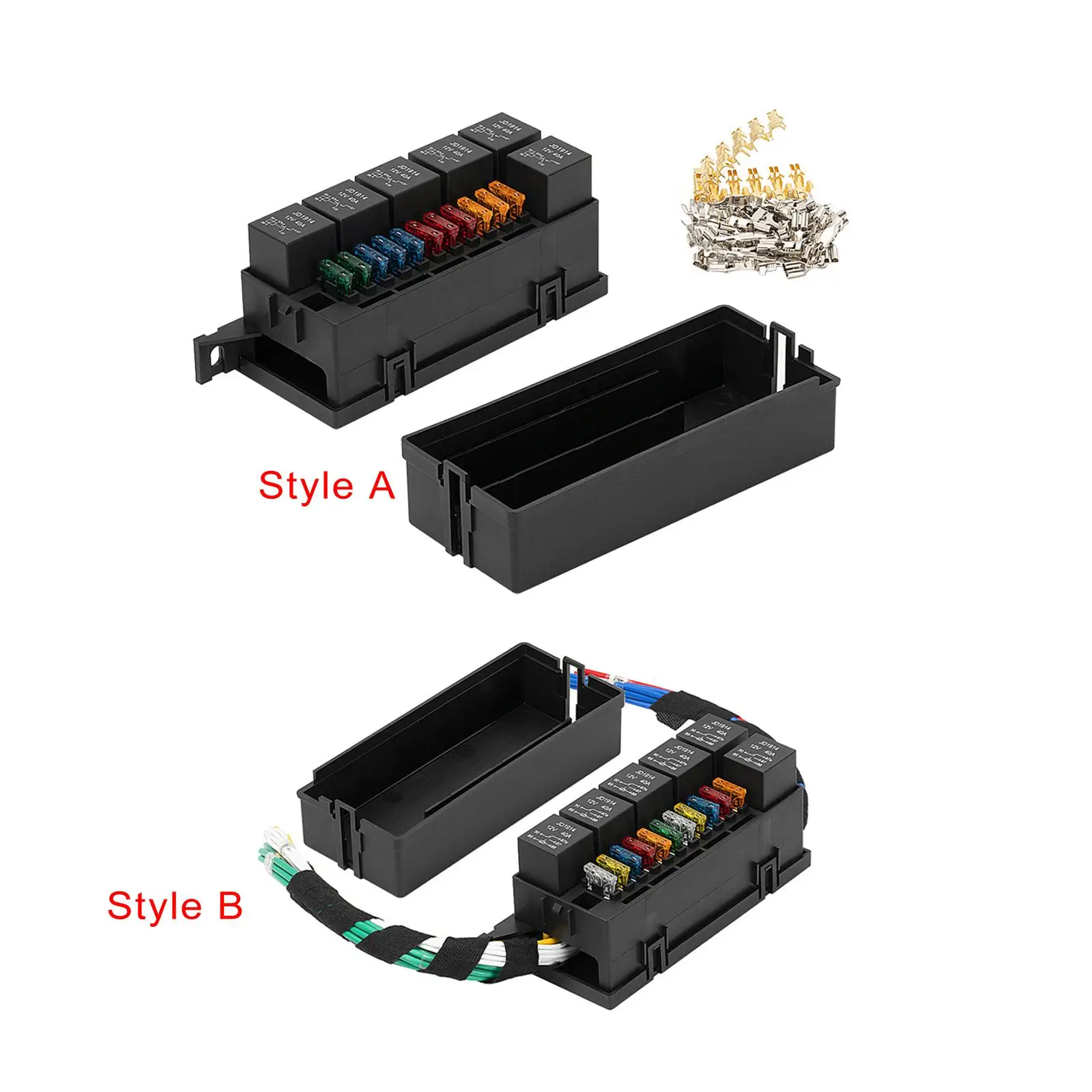 Waterproof 12V Fuse Relay Holder Block Kit Plastic Auto Relay Box for Cars Boats Trucks House Motorcycle Applications