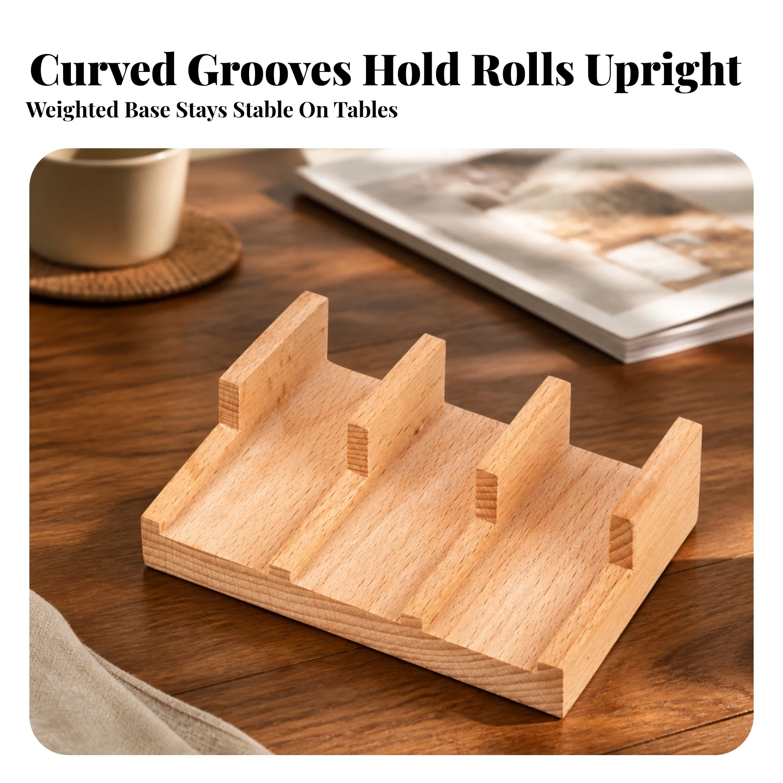Wooden Sushi Serving Stand Low-Profile Sushi Stand with Recessed Channels Tableware Smooth for Home Hosts, Japanese Dining