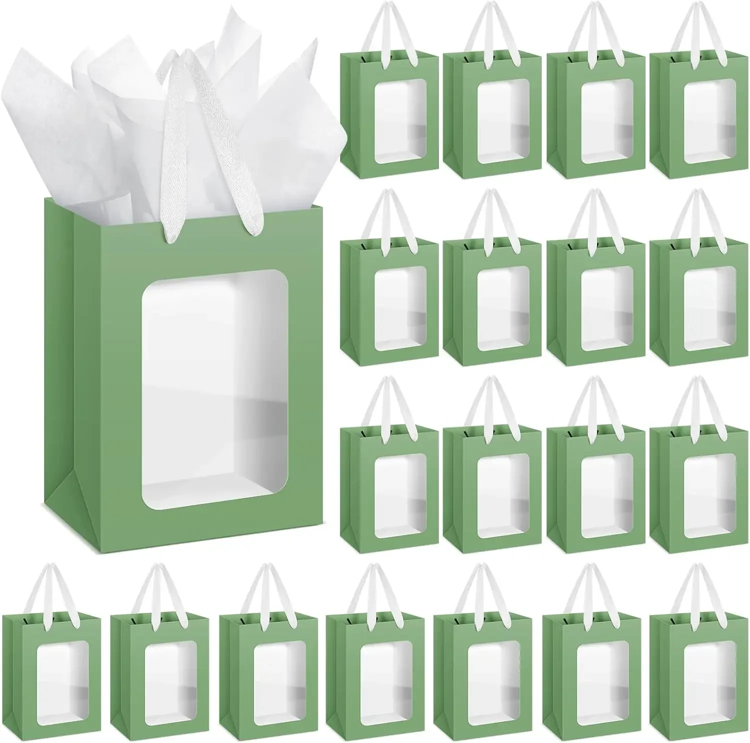 Zhanmai 36 шт. Крафт-прозрачные подарочные пакеты с салфеткой, 10 x 7 x 5 дюймов, бумажные подарочные пакеты с прозрачными оконными ручками для Busi Zhanmai 36 шт. Крафт-прозрачные подарочные пакеты с салфеткой, 10 x 7 x 5 дюймов, бумажные подарочные пакеты с прозрачными оконными ручками для Busi