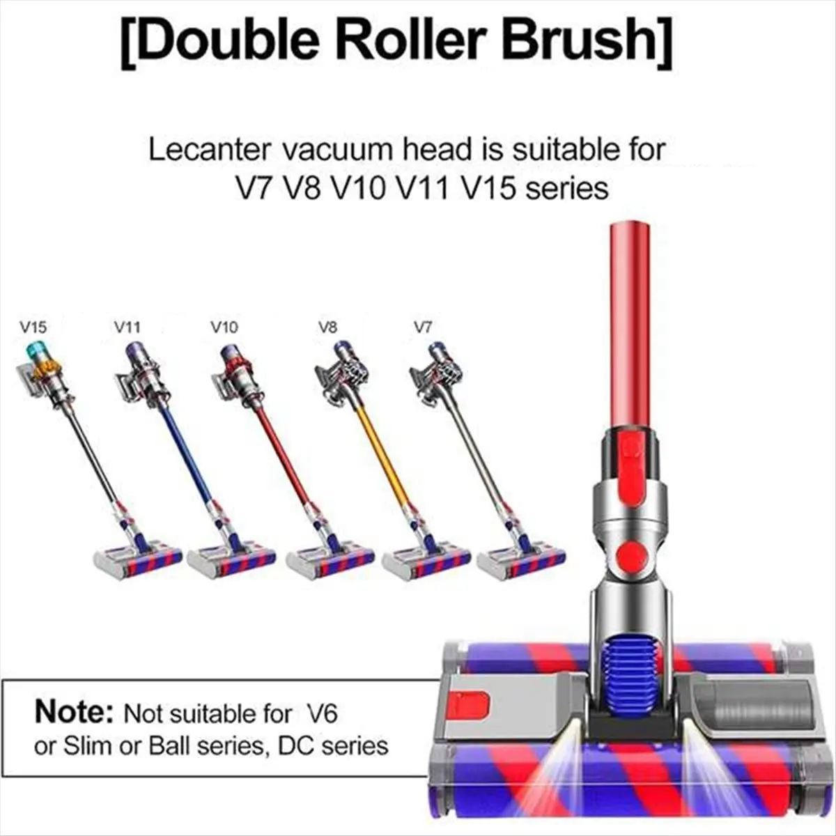 

A62K Vacuum Motor Floor Brush Head Replacement for V7 V8 V10 V11 V15 Vacuum Cleaner Soft Double Roller Brush