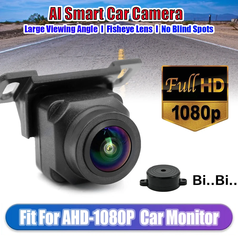 

AI Smart Car Camera AHD-1080P-25 Fisheye Lens for Front/Rear/Side View Obstacle Warning&Distance Display No Blind Spots