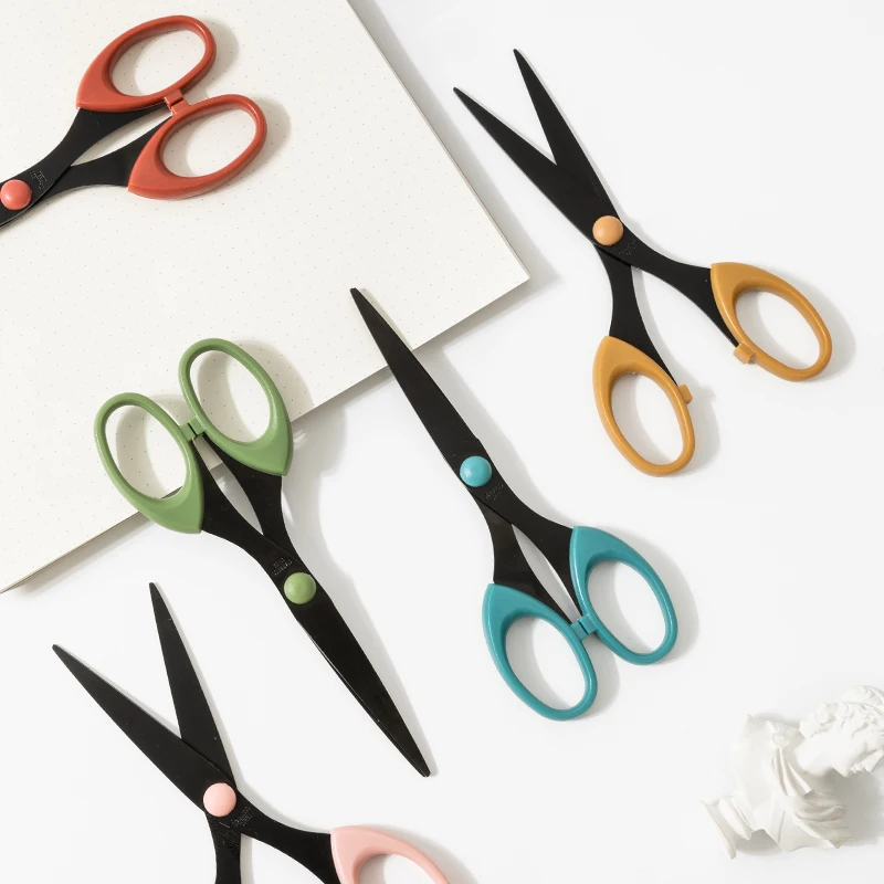 1-5Pcs Morandi Color Scissor Stainless Steel Blade Safe Design Cutter Scissors for Fine Art Craft Stationery Office Supplies