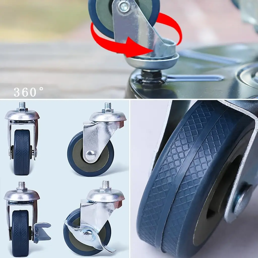 2 pacotes de dolly de planta resistente de 20 "com rodas, suporte de planta de rolamento de metal de 380 libras com rodízios, rolo redondo do caddy da plantador de rodas
