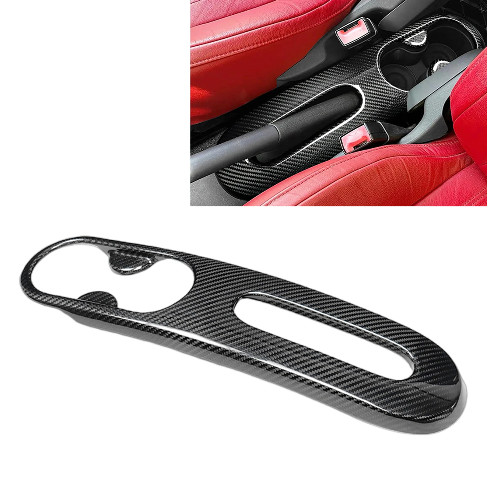 Pop For Fiat 500 Abarth 595 2016-2023 Dry Carbon Fiber Interior Center Console Handbrake Hand Brake Panel Cover Trim