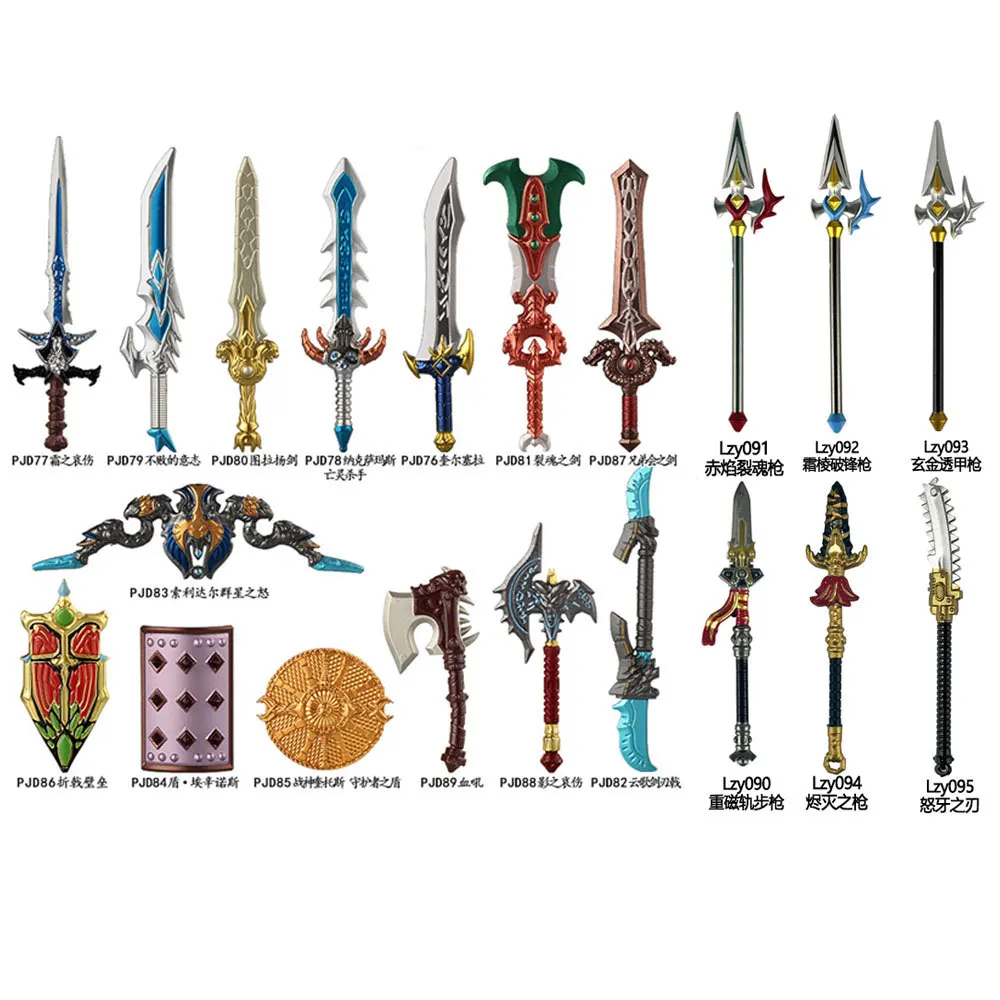WC3 Hero Weapons Arthas Lich King MOC Building Blocks Frostmourne Knife/Sword/Axe/Shield Model Bricks Toys Compatible With LEGO
