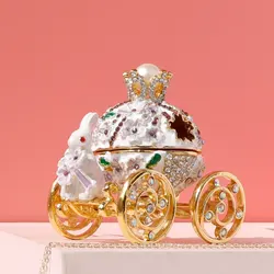 Hochzeit Ring Box Kirschblüte Kaninchen Wagen Schmuck Box Halskette Ohrringe Ring Box Crown Schmuck Box