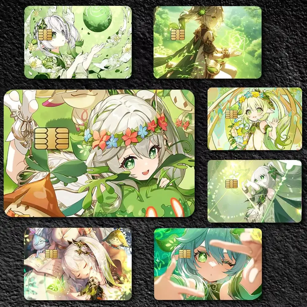 Anime Game Genshin Impact Nahida 4pcs 1Set Funny Shell On Off Ultra Thin No Fade Sticker Skin Cover Film For Debit Credit Card