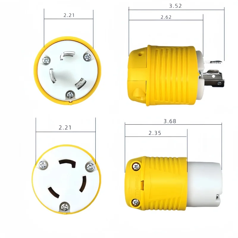 NEMA L6-30P L6-30R Locking Plug for Generator 30A 250V Cord Ends Male Plug ETL Certification 3 Prong Locking Replacement Plug