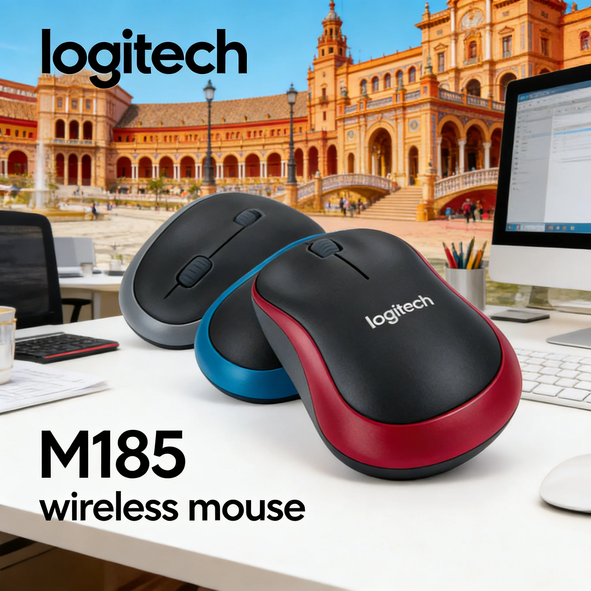 

Logitech M185 Business Office Mouse, Wireless 2.4GHz Connection, Portable Nano Receiver for Notebook & Computer Peripherals