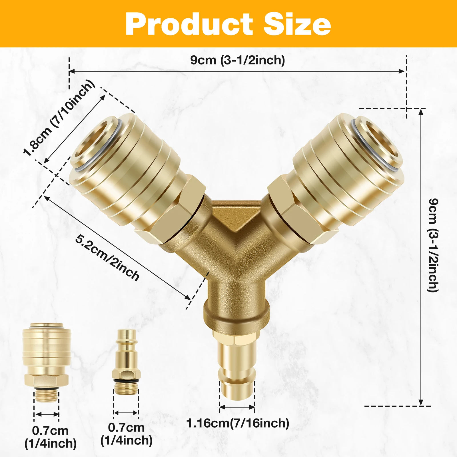 Brass Compressed Air Distributor 200 PSI Air Switch 1/4 Male Plug Nipple Compressed Air Hose Compressor 2-Way Couplings