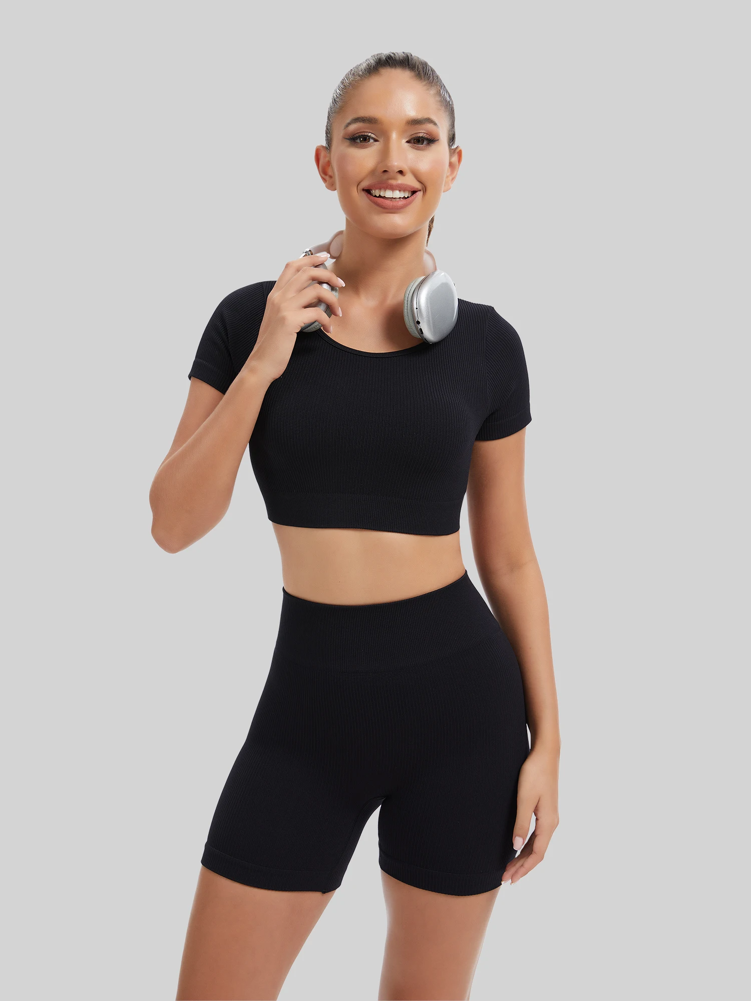 Yoga Set Sports Bra Outfit, Tight Slimming Running Gear, High-Intensity Training Two-Piece, Ideal for CrossFit Challenges