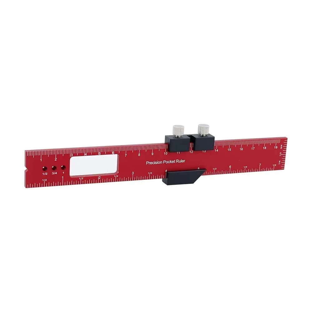 New Aluminum Woodworking Tools Ruler T-Track Slide Ruler Pocket Ruler Multifunctional Inch/Metric Precision Ruler Measuring Tool