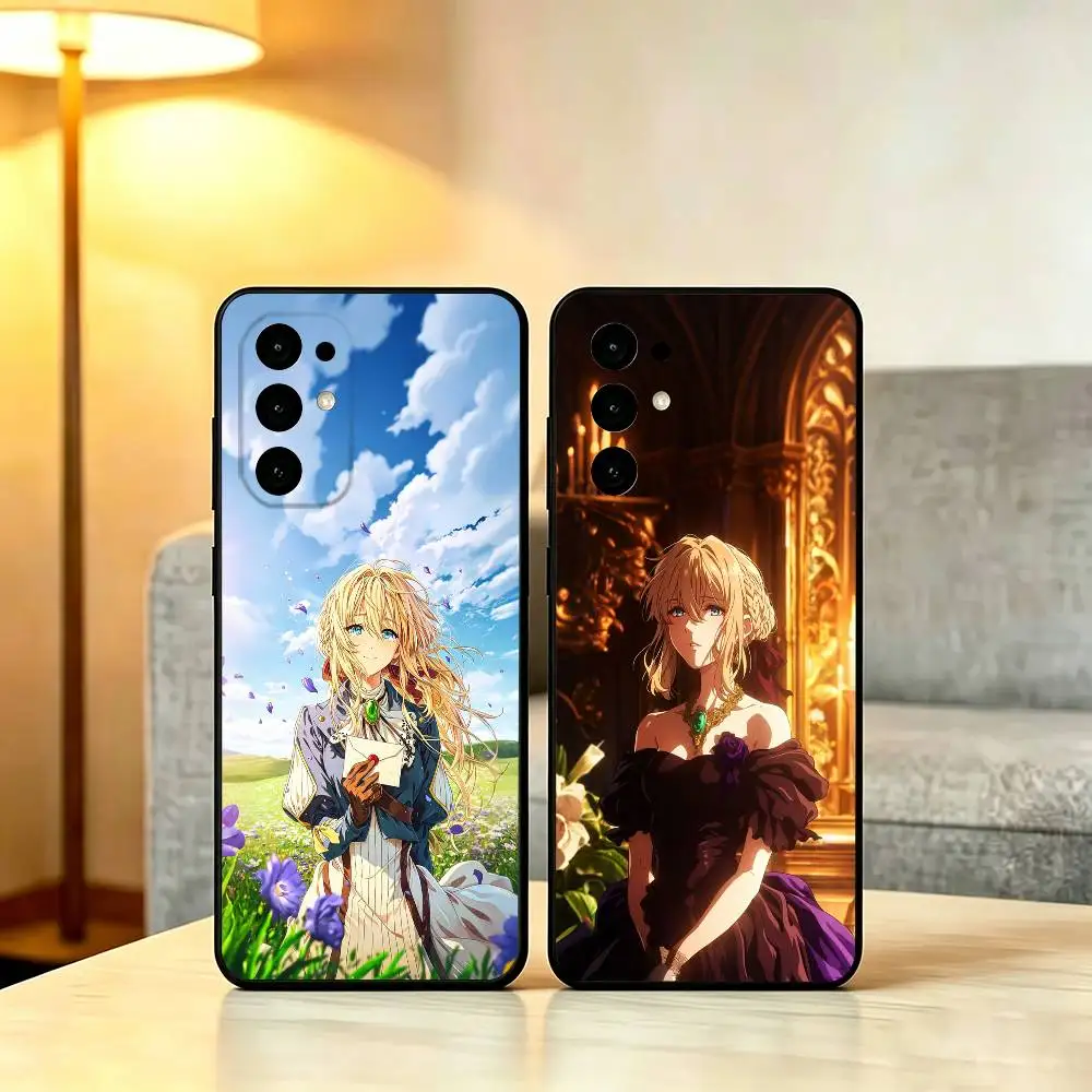 Hot Anime V-Violet Evergarden Phone Case For Samsung S25,S24,S21,S22,S23,S30,Ultra,S20,Plus,Fe,Lite,Note,10,Soft Black Cover