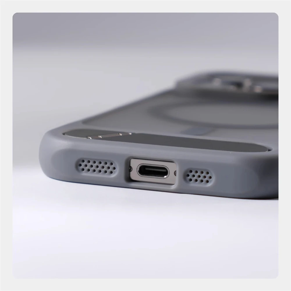Unsichtbarer Metallständer Magnetische Stoßfängerhülle für iPhone 18 17 16 Pro Max 15 14 13 Pro für MagSafe Kabelloses Laden Stoßfeste Abdeckung – Detail 12