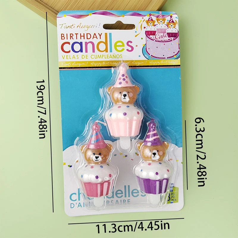 Cartoon Tier Geburtstag Kerze Beliebte Blume Party Hut Kleiner Bär Donut Lächelndes Gesicht Kuchen Kerze Dekoration – Detail 10