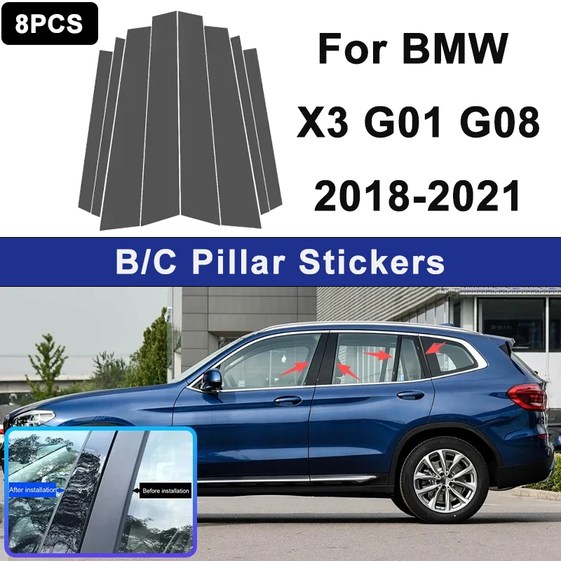 

For BMW X3 G01 G08 2018-2021 Window B C Pillar Post Cover Trim Stickers Door Column Decorative Exterior Accessories