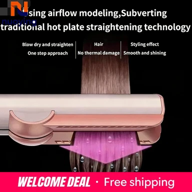 Secador de Pelo 2 en 1 de Alta Eficiencia, Plancha de Pelo con Iones Negativos para Cabello Seco y Mojado, Peinados Duraderos