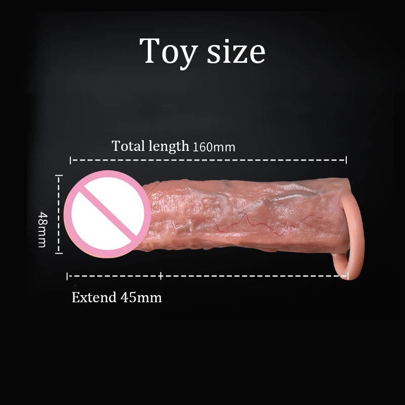 Realistic Liquid Silicone Condom Penis Extender Reusable Penis Enlargement Sleeve Cock Ring Delayed Ejaculatio Sex Tooys For Man