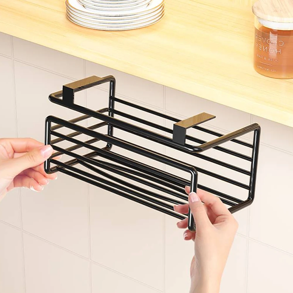 Tissue Box Under Cabinet Paper Towel Holder Multi-functional Iron Strong Load-bearing Paper Towel Rack Desk Kitchen Accessories