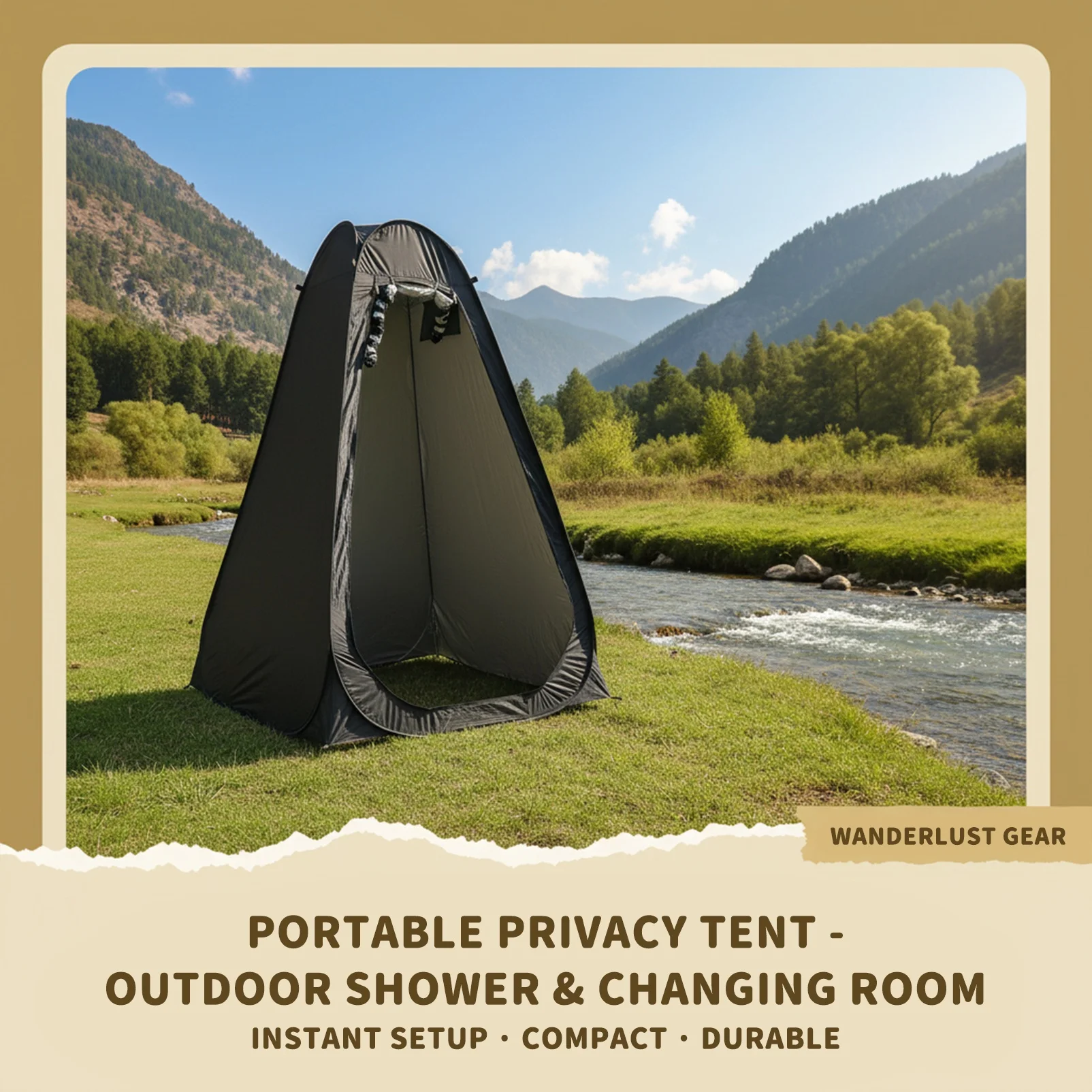 1 Person Foldable Pop Up Shower Tent, Privacy Outdoor Changing Shelter, Portable Tent for Camping Beach