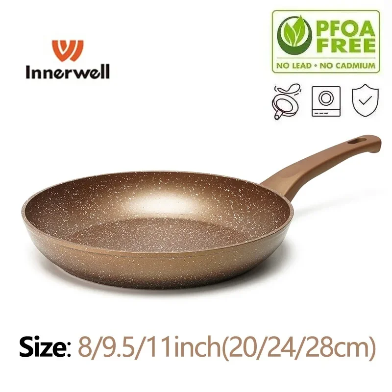 

Innwewell Kitchen Frying Pan 8/9.5/11inch Non-stick Non-toxic Steak Egg Skillet Chef's Pots Cookware Induction Cooker Compatible