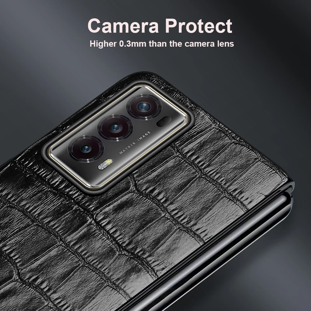 100% Genuine Leather Case for Honor Magic V2 V 2 Phone Case Crocodile pattern Shockproof Cover Camer protect Hard pc Skin Funda