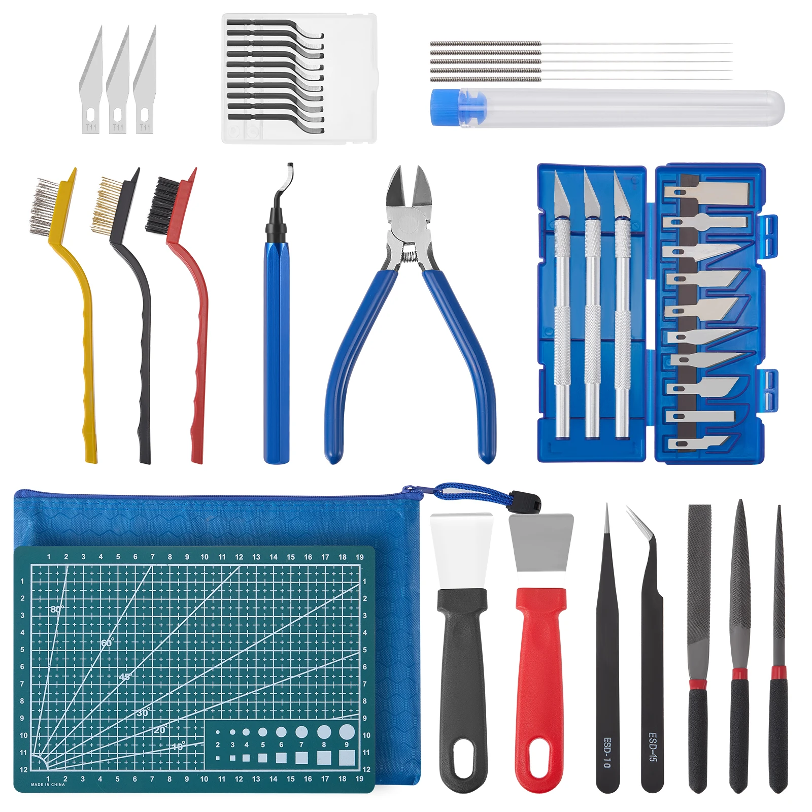 3D Printer Accessory Set for Beginners 41pcs D Printer Tool Kit with Deburring Cleaning Maintenance Tools with Pliers, Files
