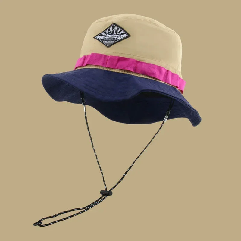 Cor contrastante japonesa de secagem rápida Bucket Chapéus Mulheres Primavera e Verão Outdoor Sunscreen Montanhismo Lazer Basin Cap