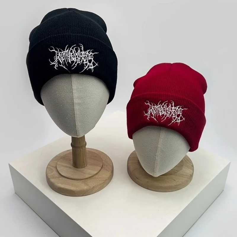 New Versatile Solid Color Woolen Hat For Men's Outdoor Warmth and Cold Hat Hip-Hop Fashion Embroidered Knitted Hat