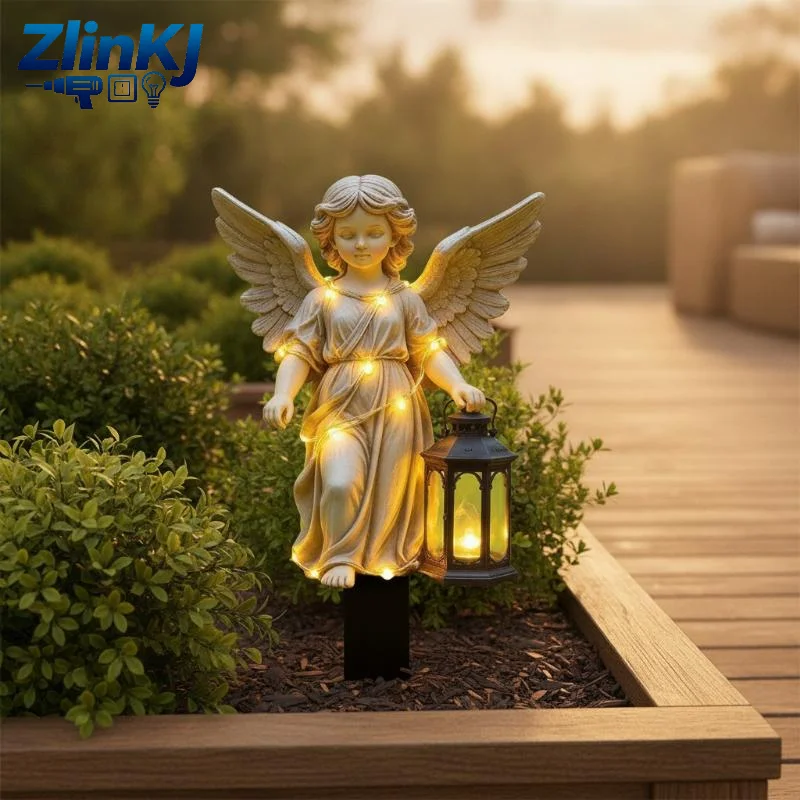 Angel Garden Stake 2D Acrylic Waterproof Warm LED Lantern for Outdoor Wedding Yard Decor
