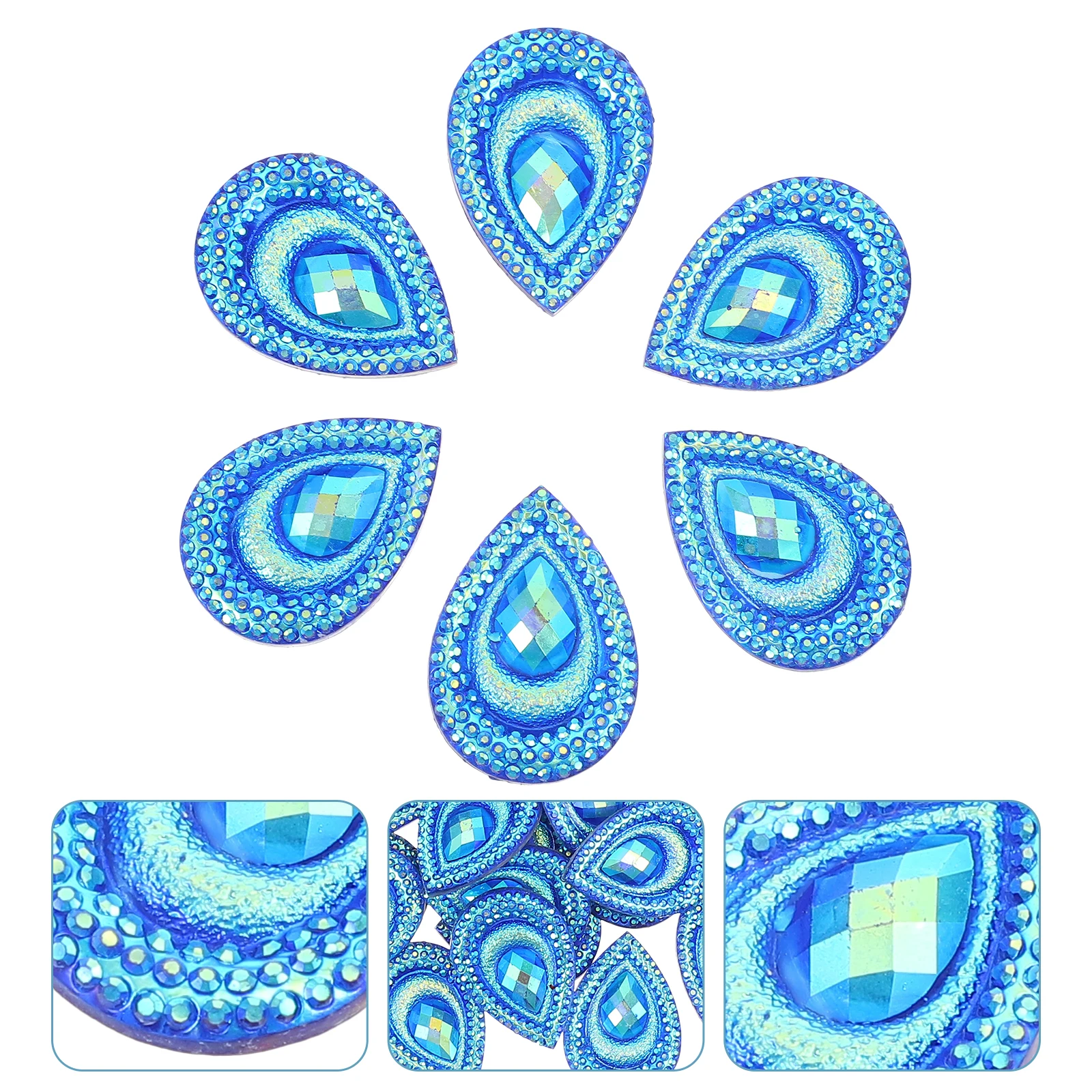 

1 Set Peacock Rhinestones Diy Flatback Resin Water Droplets Wedding Dress Decoration Handmade Sewing Embellishments