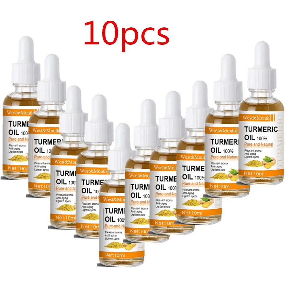 Óleo essencial de cúrcuma para manchas escuras, Óleo tumérico orgânico para manchas escuras, 100 puro e natural, grau terapêutico, Tumeri, 10ml, 10pcs